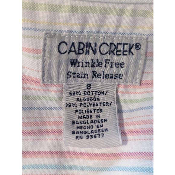 Cabin Creek Women's Wrinkle Free Strain Release Pastel Striped Button Down sz 8 - Picture 6 of 8